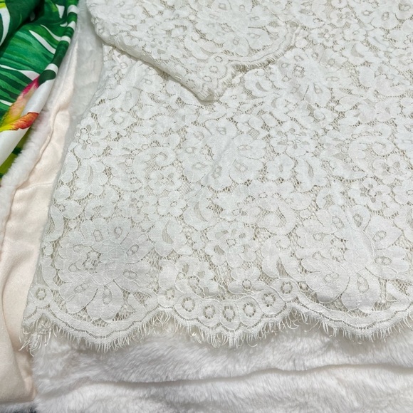 GUC The Limited Medium Ivory Lace Sheer Half Sleeve Office Sexy Classic Blouse - Picture 4 of 10